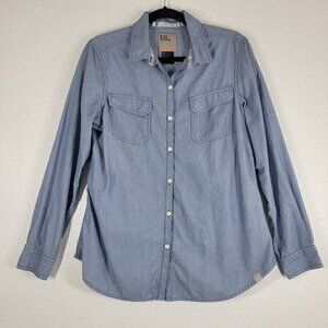 5.11 Tactical Chambray Button Shirt Women Medium Blue Long Sleeve Outdoor Hiking